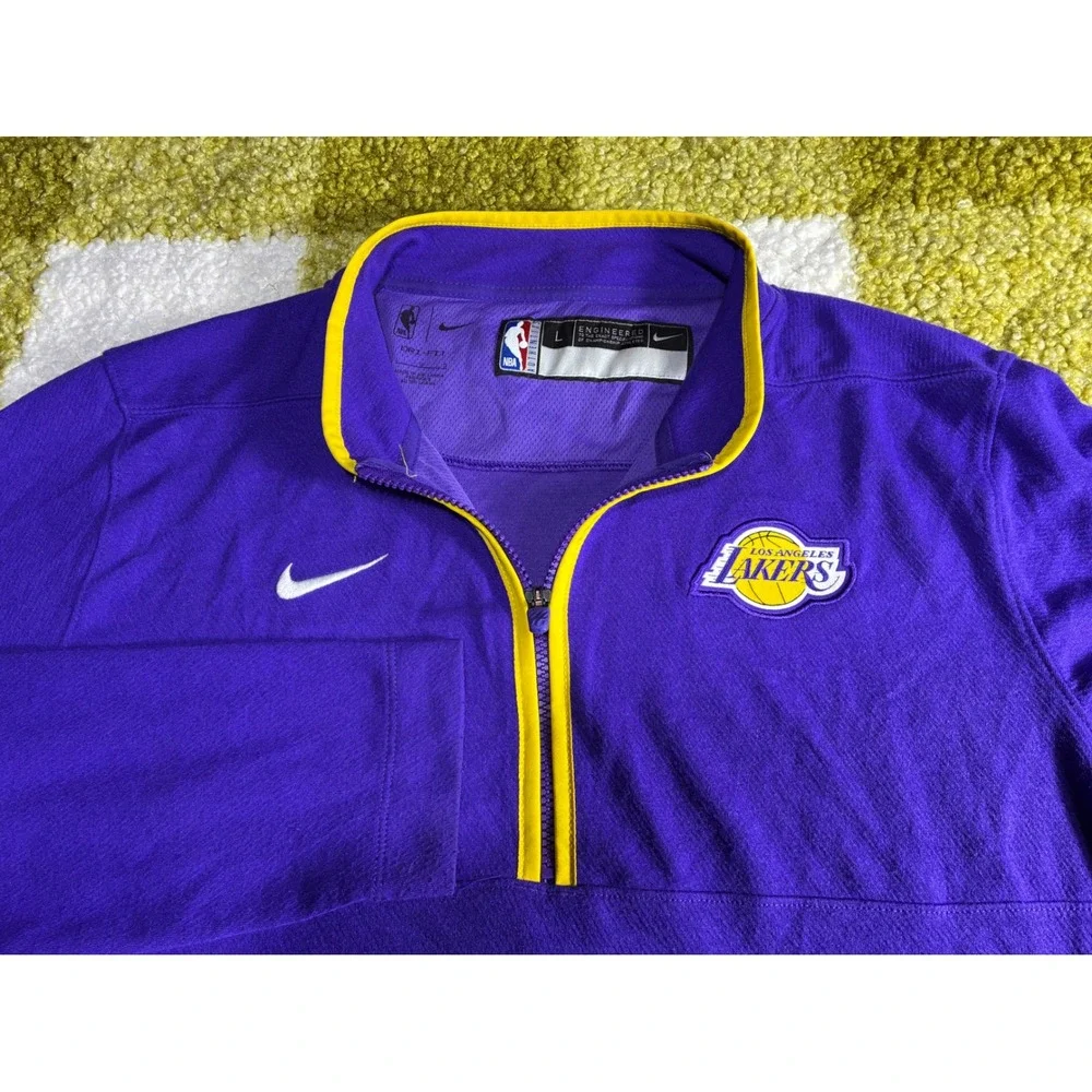 Nike NBA Los Angeles Lakers Purple Quarter Zip‎ Pullover Dri-FIT Mens Large